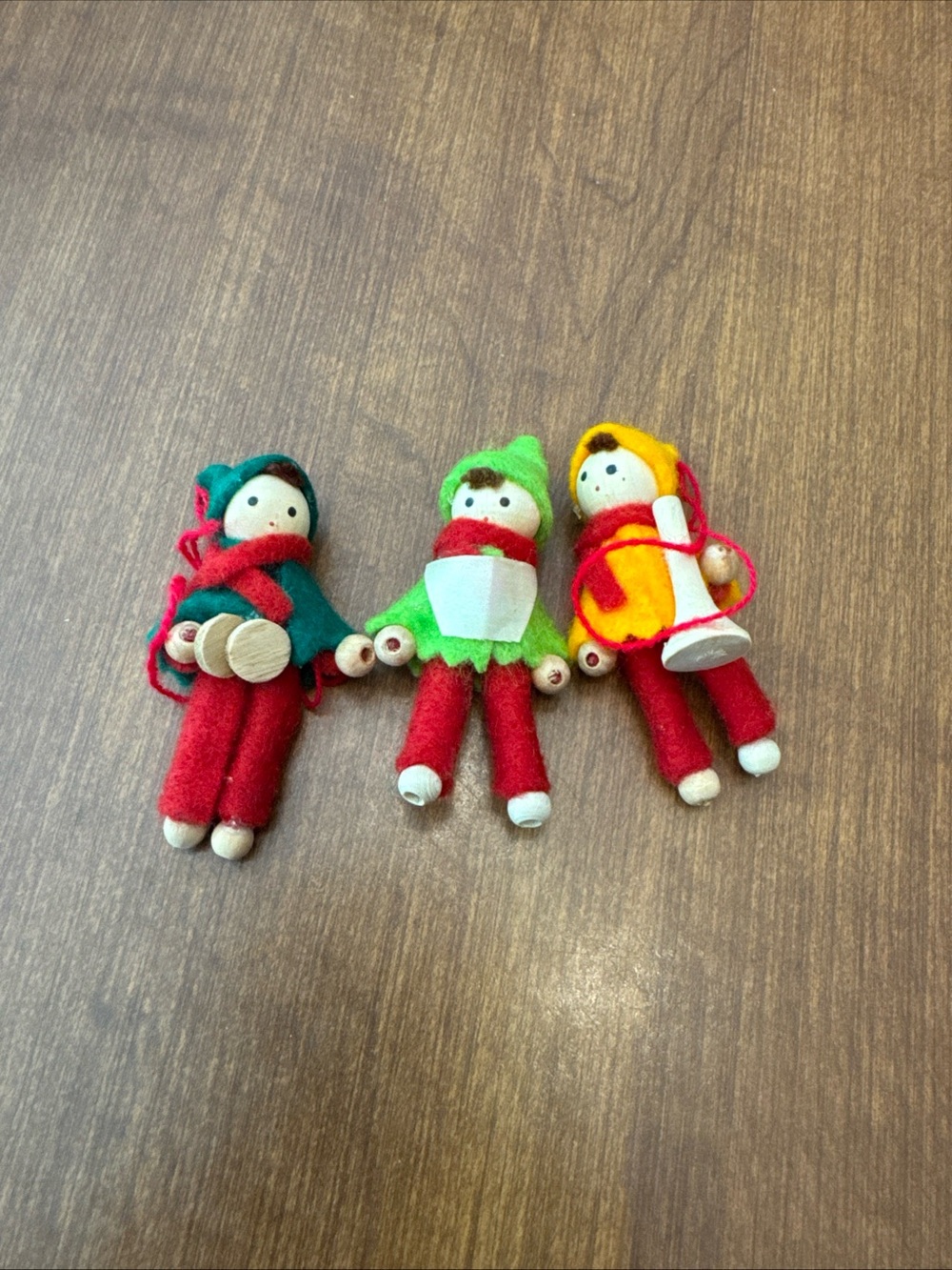 Miniature Wood and Cloth Taiwan Elf Pixie Fairy People MCM Christmas Ornaments